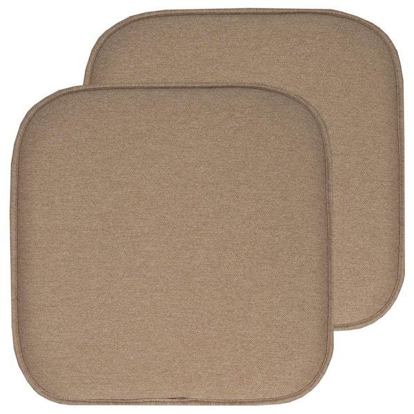Sweet Home Collection Charlotte Jacquard Square Memory Foam 16 in.x16 in. Non-Slip Back, Chair Cushion (2-Pack), Taupe
