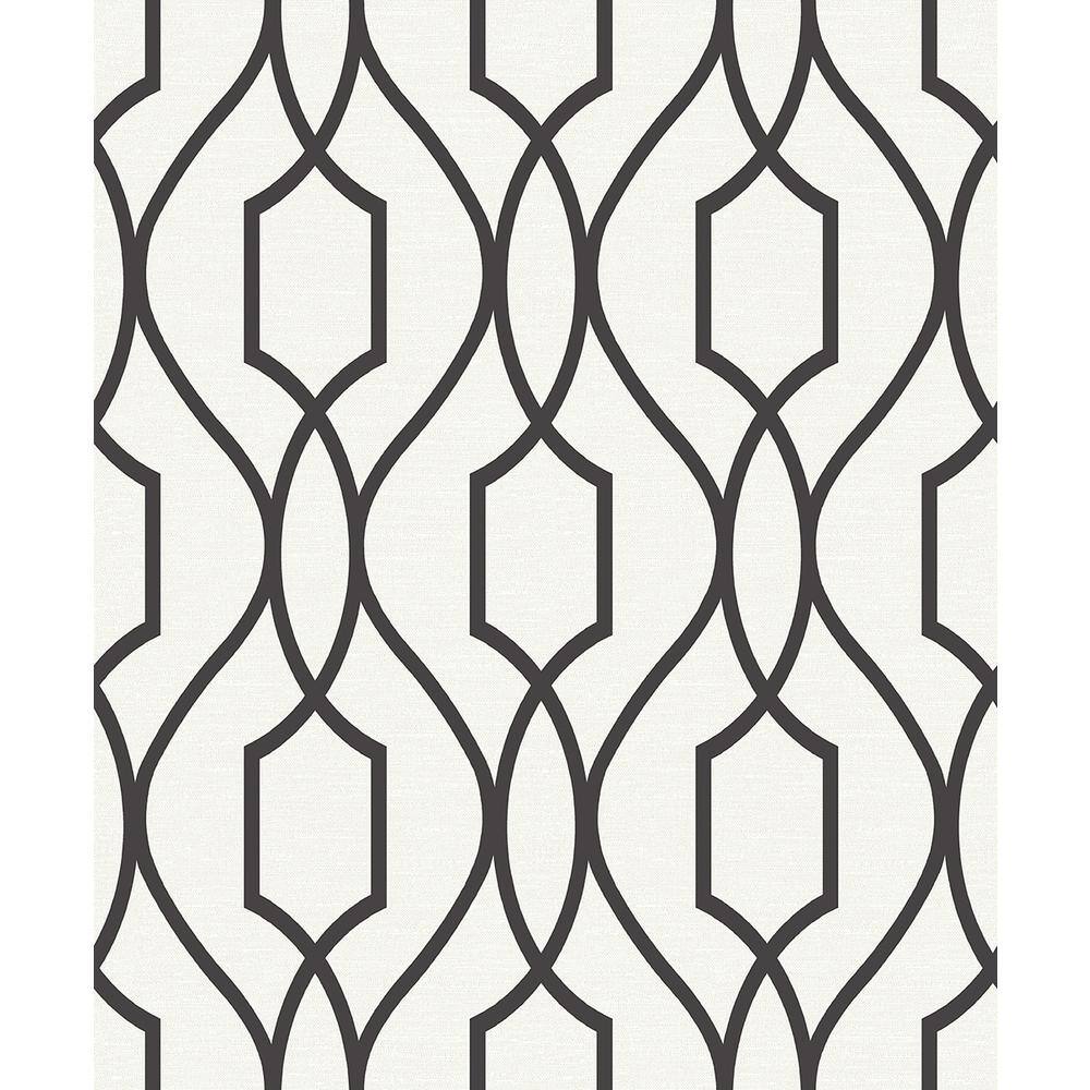 Evelyn Black Trellis Paper Strippable Roll (Covers 56.4 sq. ft.)