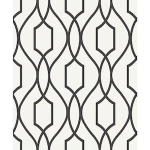 Evelyn Black Trellis Paper Strippable Roll (Covers 56.4 sq. ft.)