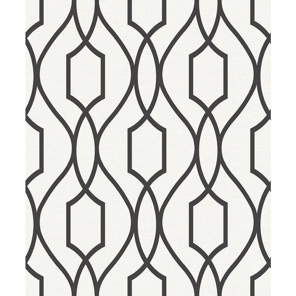 Advantage Evelyn Black Trellis Paper Strippable Roll (Covers 56.4 sq. ft.)