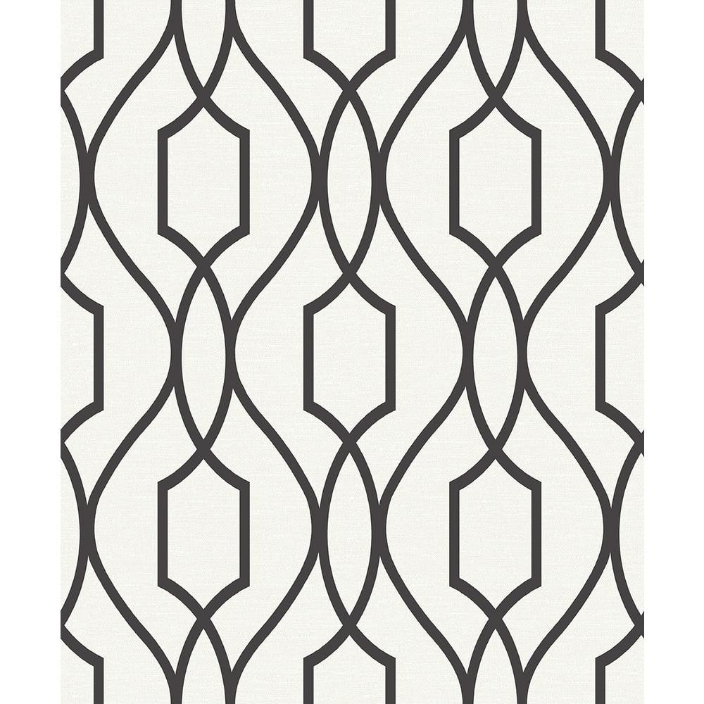 Evelyn Black Trellis Silver Wallpaper Sample
