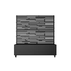 47 in. H x 47 in. W Rectanglar Black Outdoor Metal Privacy Screen Planter Box Wall Decor in Irregular lines Pattern