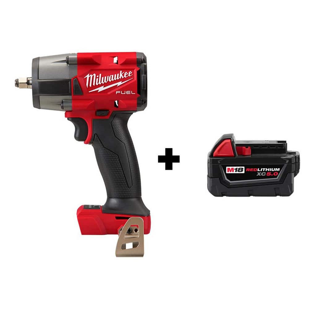 Milwaukee M18 FUEL GEN-2 18V Lithium-Ion Mid Torque Brushless Cordless 3/8 in. Impact Wrench with (1) 5.0 Ah Battery