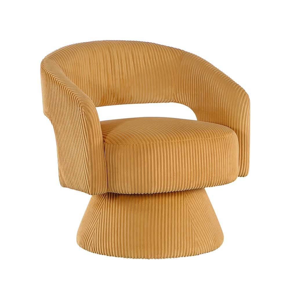 Lazzara Minnis Yellow Corduroy Fabric Swivel Arm Chair 1013YLW-1