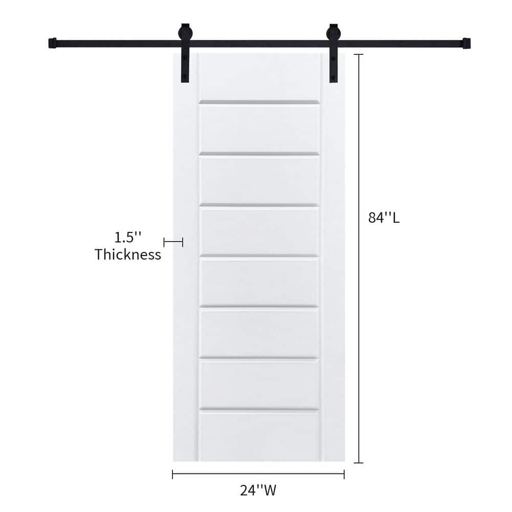 Modern Eight Panel 24 in. x 84 in. MDF White Barn Sliding Door With Hardware kit price history on PriceWatchPro
