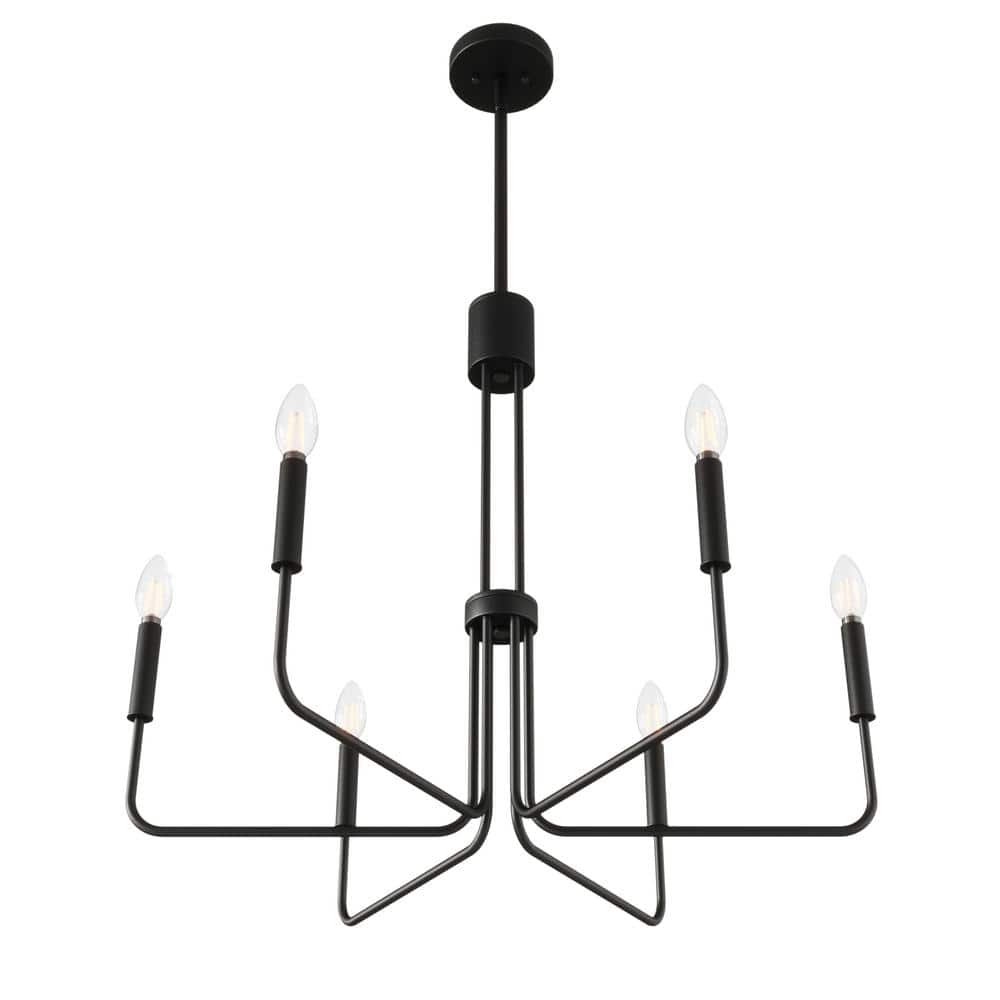 Aiwen Black Metal 6-Light Candle Style Industrial Chandelier