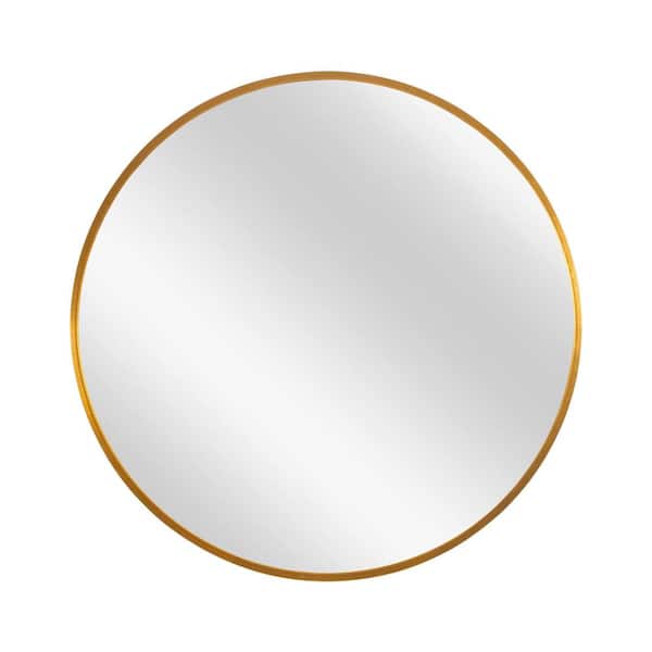 Lirago 36 in. x 36 in. Modern Round Aluminum Alloy Thin Edge Framed Gold Hanging Decorative Mirror