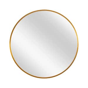 36 in. x 36 in. Modern Round Aluminum Alloy Thin Edge Framed Gold Hanging Decorative Mirror