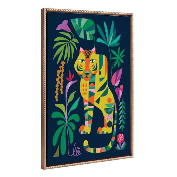 Kate and Laurel Mid-Century Modern Colorful Animal Wall Art" 1-Piece Gold Framed Canvas Art Print, 23 in. x 33 in.
