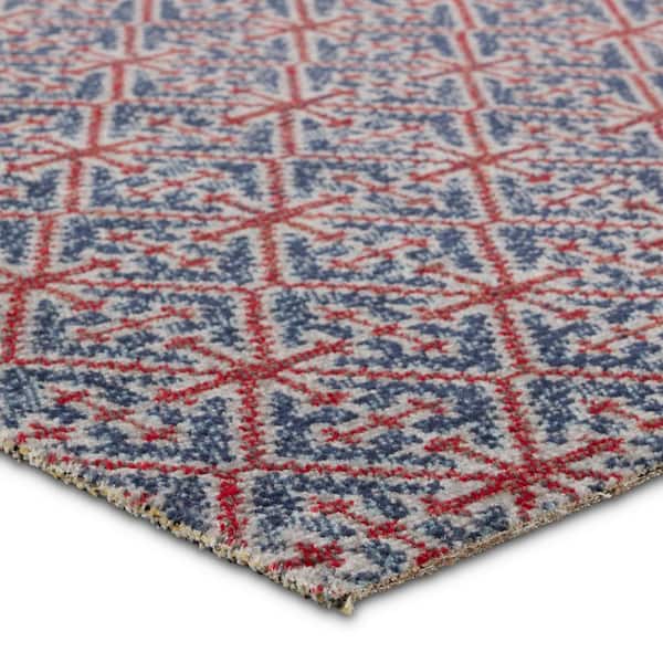 Darlita 8 ft. x 10 ft. Red/Navy Treills Indoor/Outdoor Area Rug
