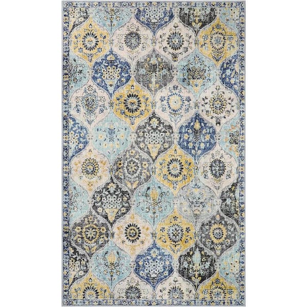 3' x 5' Trellis Washable Non-Slip Rug