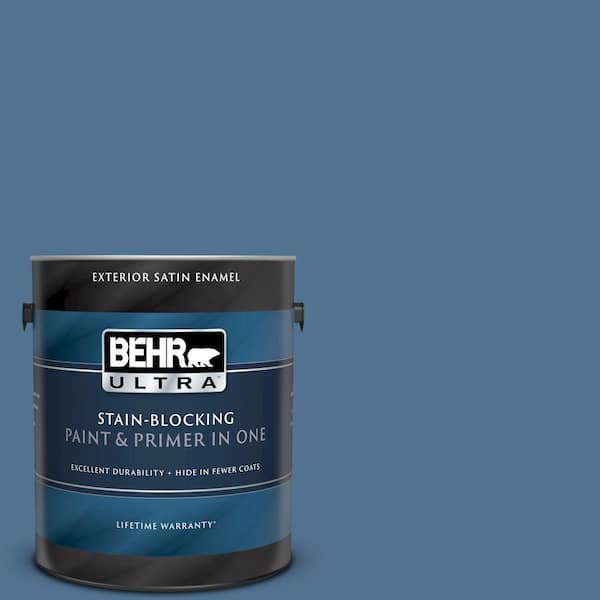 BEHR ULTRA 1 gal. #UL240-19 Laguna Blue Satin Enamel Exterior Paint and Primer in One