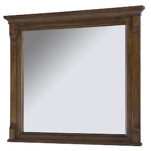 36 in. W x 32 in. H Framed Rectangular Beveled Edge Bathroom Vanity Mirror in Walnut