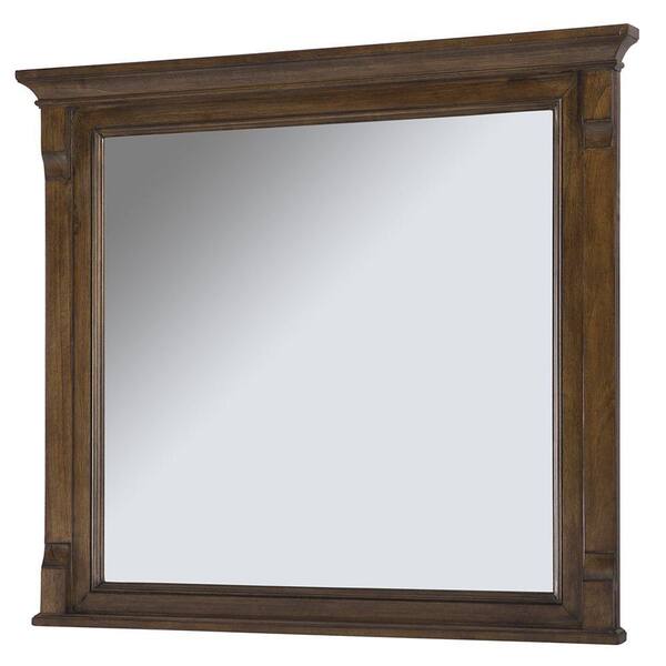 Home Decorators Collection 36 in. W x 32 in. H Framed Rectangular Beveled Edge Bathroom Vanity Mirror in Walnut