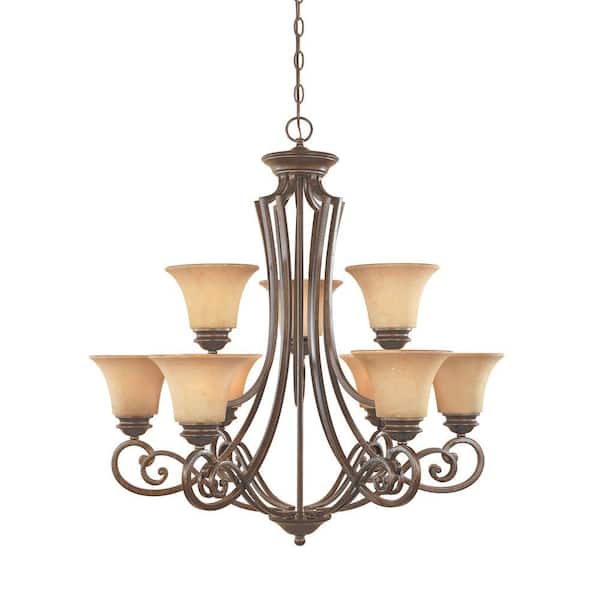Designers Fountain Mendocino 9-Light Forged Sienna Hanging Chandelier