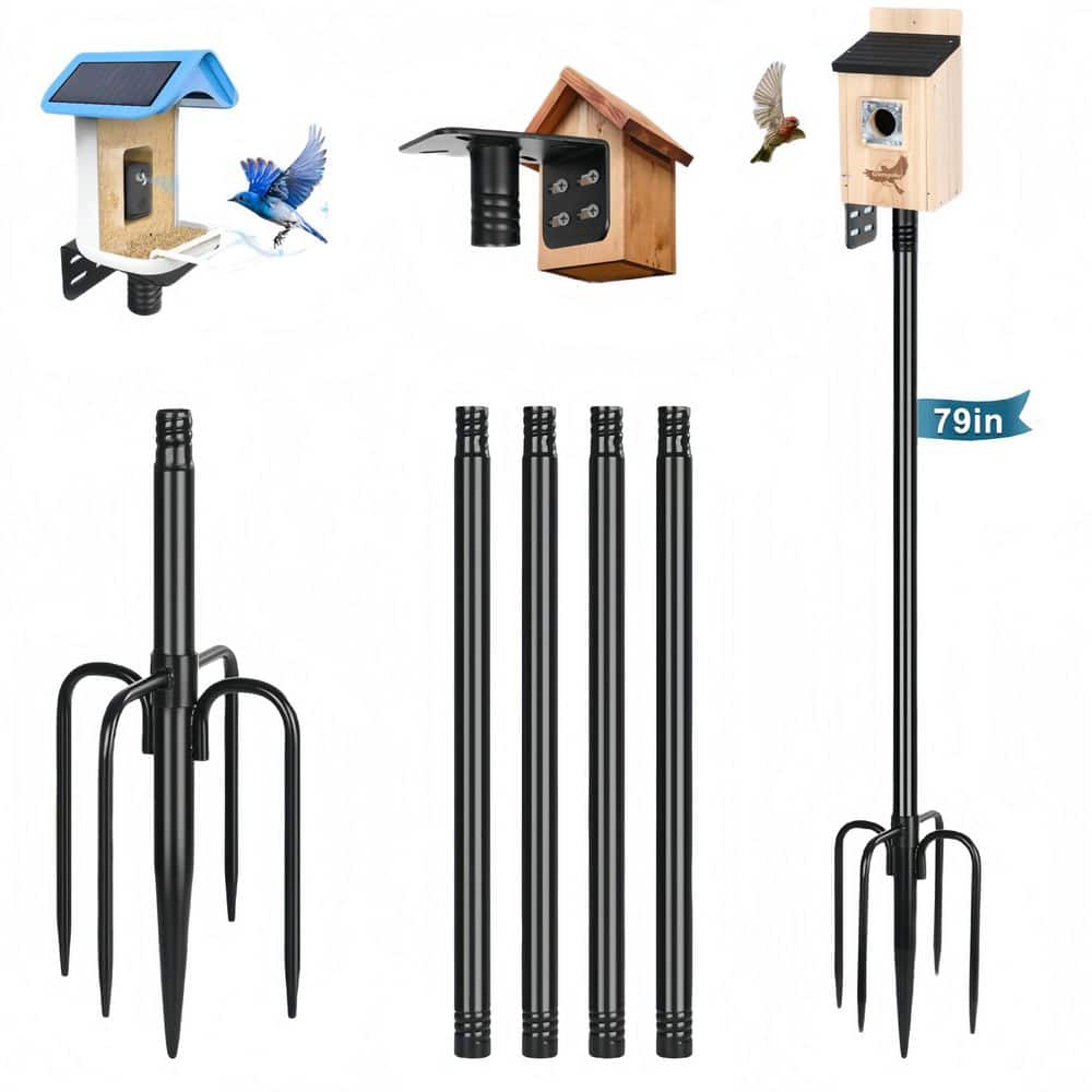 79 in. Heavy Duty Metal Smart Bird Feeder Pole with Bluebird House and Adjustable Mounting for Outdoors, Black (1-Pack) price history on PriceWatchPro