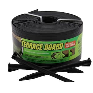 Terrace Board 5 in. x 40 ft. Black Landscape Lawn Edging with Stakes