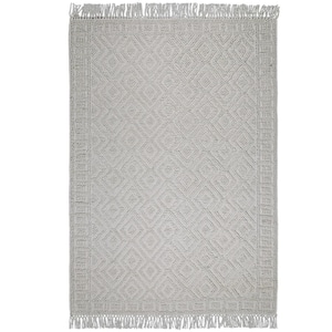 Mead Ivory 6 ft. x 9 ft. Rectangle Solid Pattern Wool Polyester Cotton Runner Rug