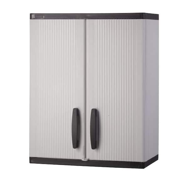 Hdx Plastic Freestanding Garage Cabinet In Gray 27 W X 36 H 15 D 221875 The Home Depot Hdx Plastic Freestanding Garage Cabinet, Plastic Wall Cabinets