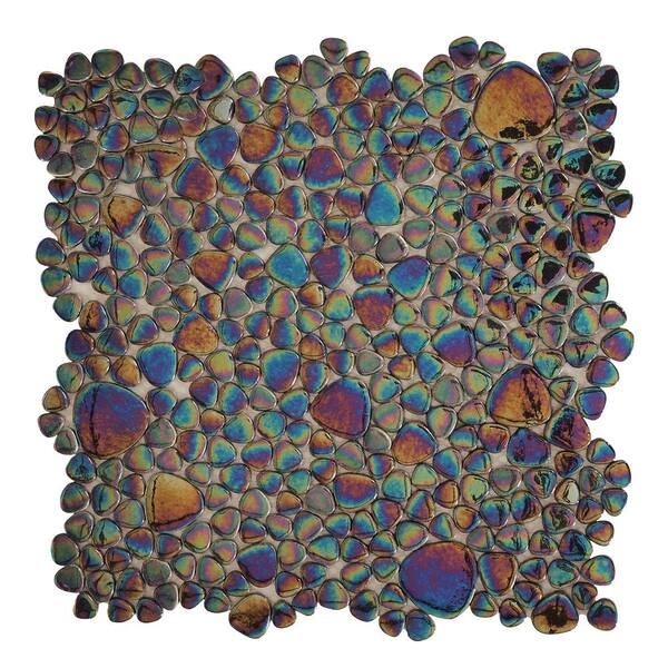 The Tile Doctor MIDNIGHT Glass Tile Love Glossy Glass Rain (Pebble