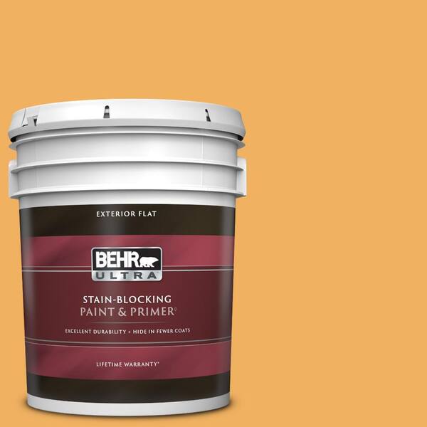 BEHR ULTRA 5 gal. #PMD-74 Sweet Honey Flat Exterior Paint & Primer