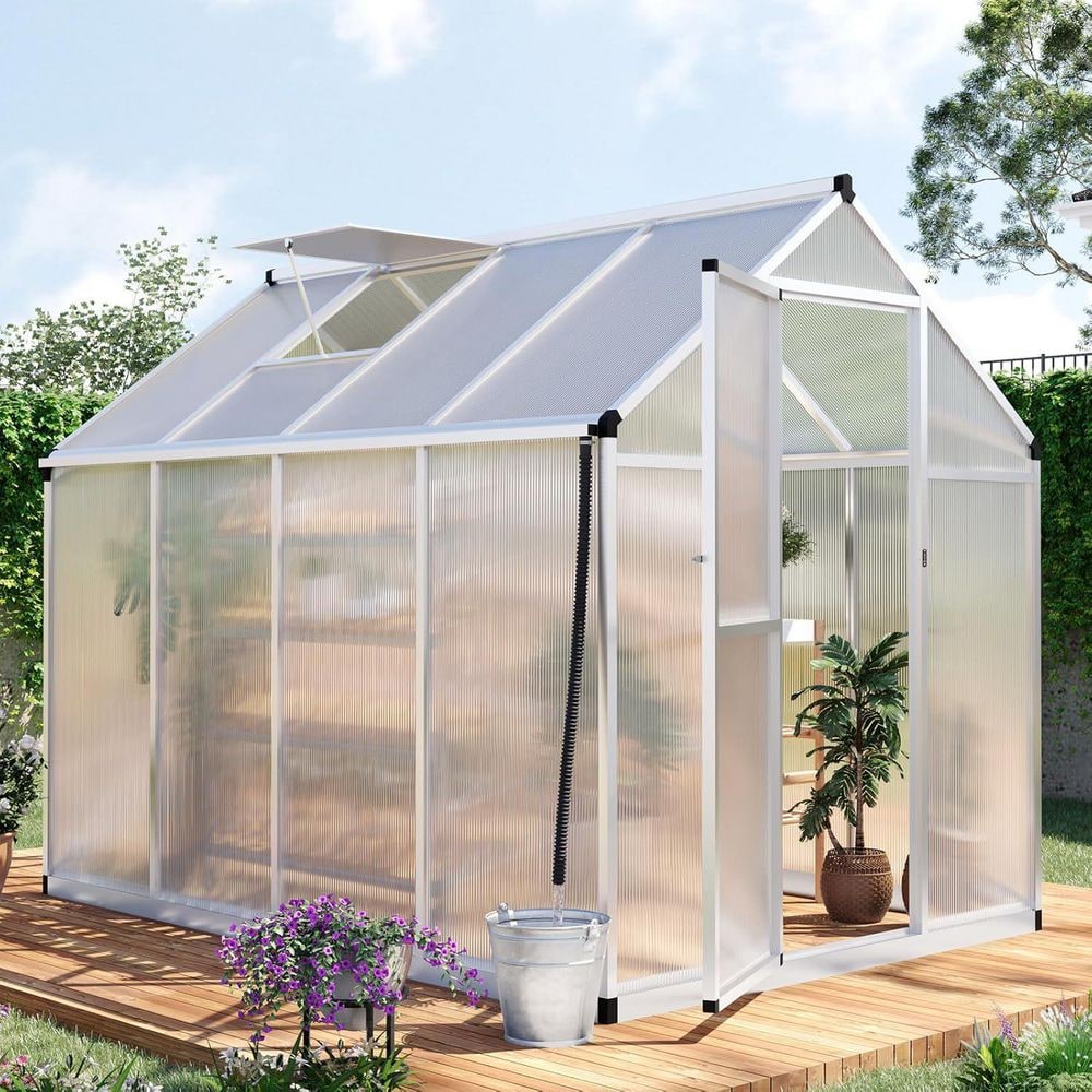6 ft. x 8 ft. x 6 ft. Walk-in Polycarbonate Greenhouse for Outdoors, Kuick-