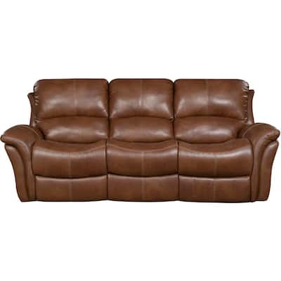 Yellowstone 90 in. Golden Brown 100% Genuine Leather Double-Reclining 3-Seater Sofa, HUM002SF-GB