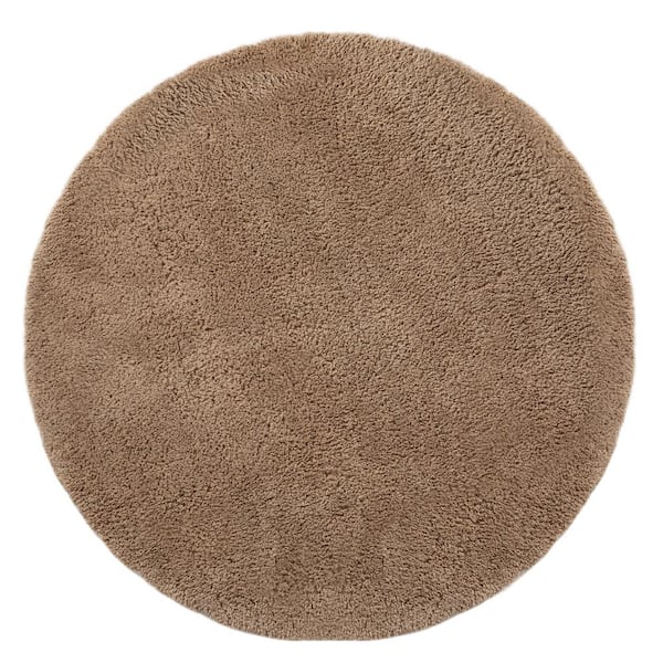 iliebe GHDG Solid Shag Brown 3 ft. Furry Plush Round Rug Area Rug