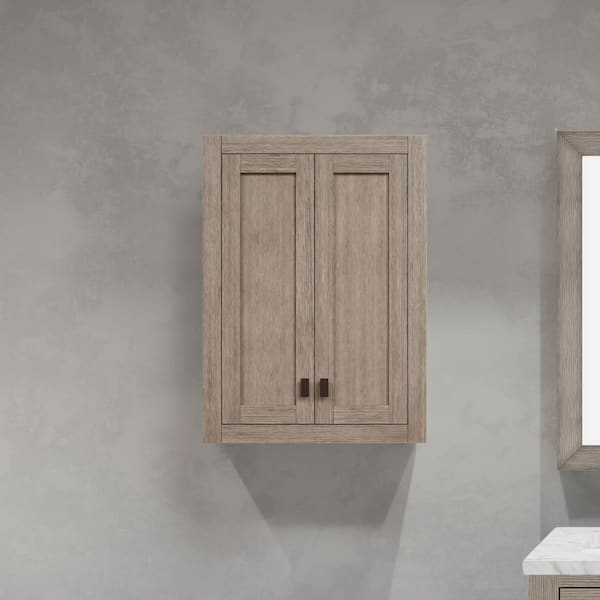 Madison 24 in. W x 8 in. D x 33 in. H Bathroom Storage Wall Cabinet in Grey Oak
