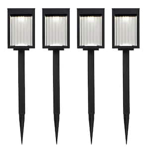 10 Lumens Black LED Weather Resistant Outdoor Solar Path Light (4-Pack)