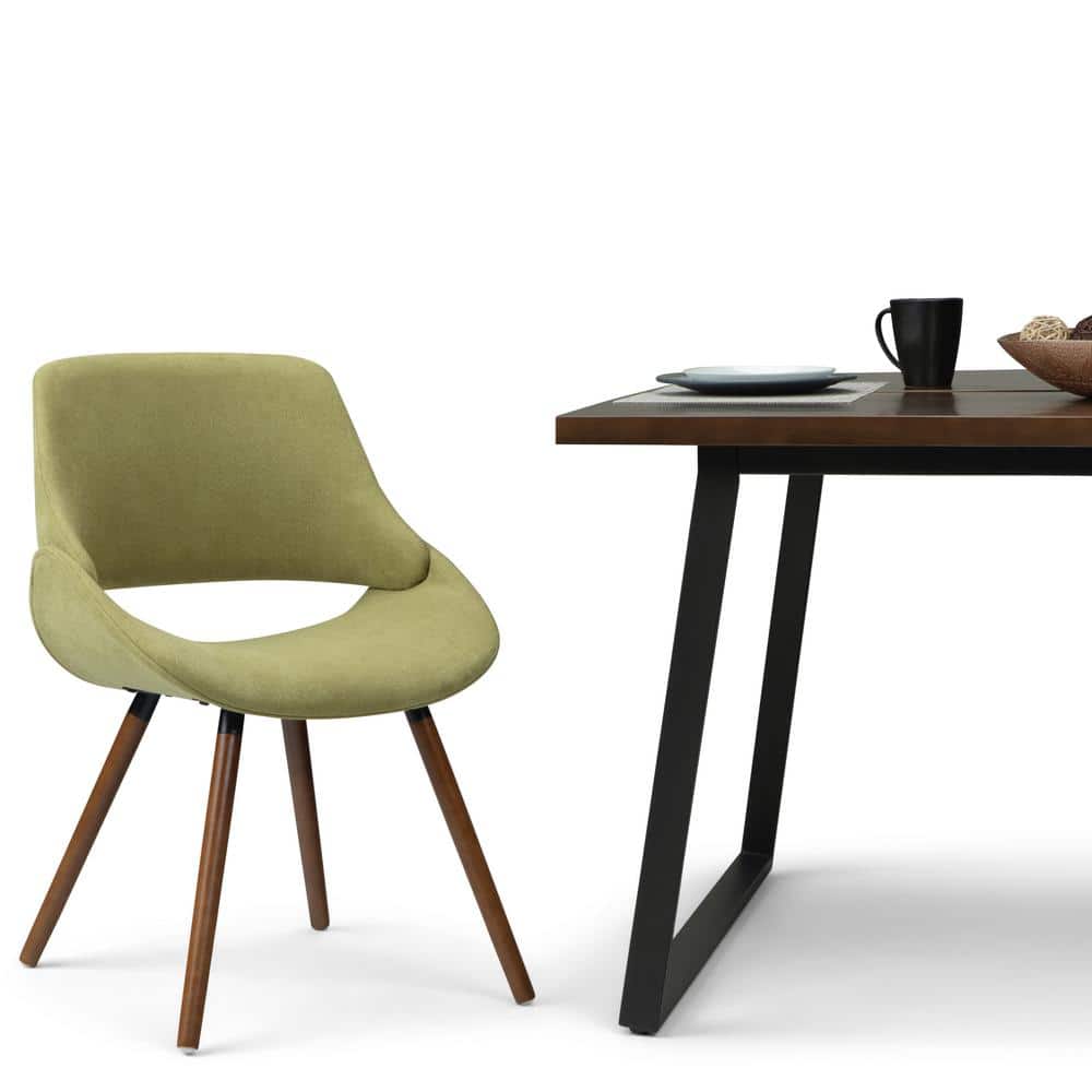 Simpli Home Malden Parsons Side Chair in Acid Green with Wood Base