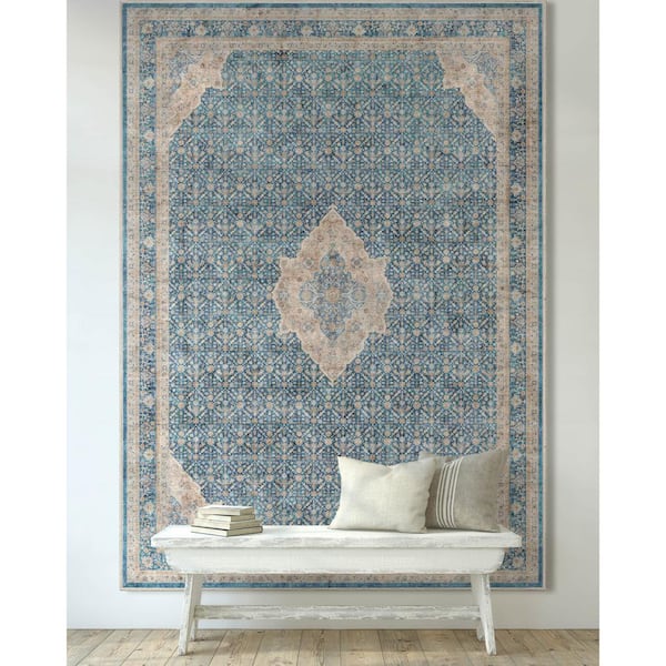 Blue 3 ft. 11 in. x 5 ft. 3 in. Asha Lilith Vintage Persian Oriental Area Rug
