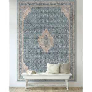 Blue 9 ft. 10 in. x 13 ft. Asha Lilith Vintage Persian Oriental Area Rug