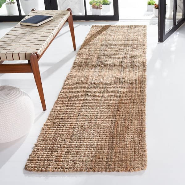 Natural Fiber Natural 2 ft. x 9 ft. Woven Border Runner Rug