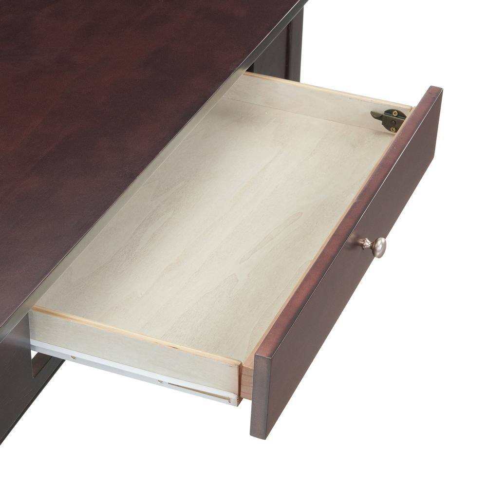 Espresso Wood Study Desk with Keyboard Drawer