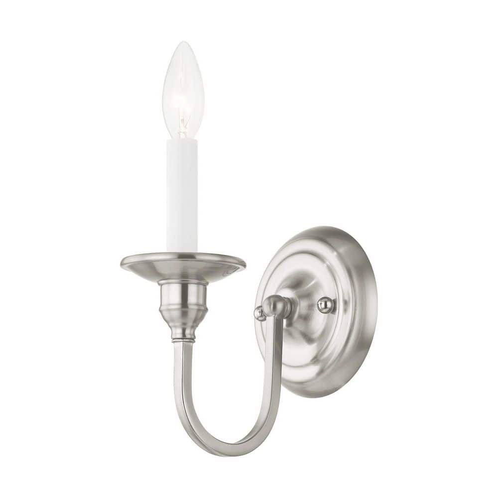 Elegant Brushed Nickel Single-Light Candelabra Sconce