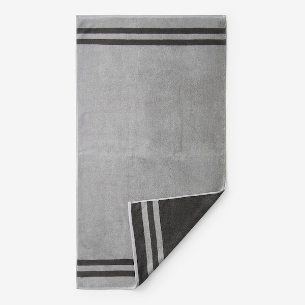 Legends Hotel Mirage Reversible Stripe Aegean Slate Gray Turkish Cotton Single Bath Towel