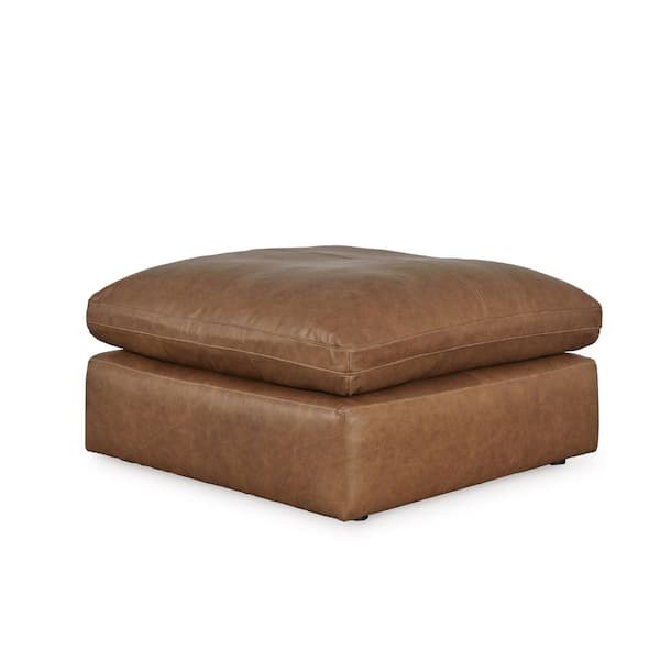Emilia Brown Leather Match Square Accent Medium Ottoman