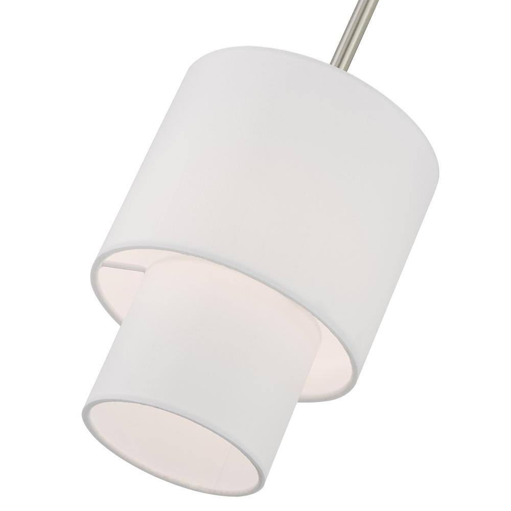Brushed Nickel Mini Pendant with Off-White Fabric Shade