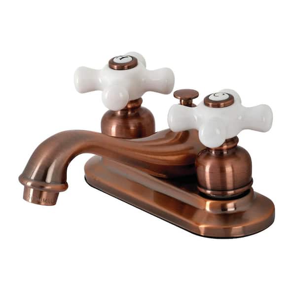 Kingston Brass Restoration 4 in. Centerset 2-Handle Bathroom Faucet in Antique Copper