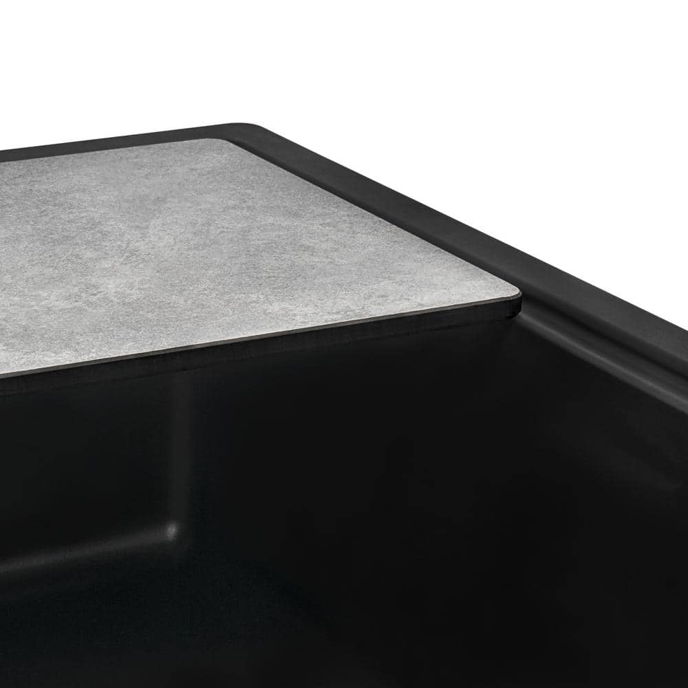 Midnight Black Granite Composite Drop-in Kitchen Sink with Workstation