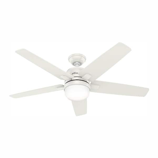 Hunter Cavera Wifi-Enabled Apple HomeKit/Google Home/Alexa 52 in. Indoor Fresh White Ceiling Fan with Light Kit and Remote