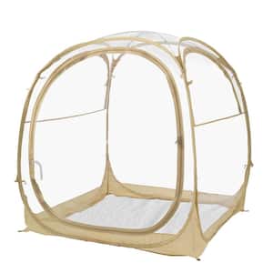 63 in. x 63 in. x 63 in. Beige Instant Pop Up Bubble Tent, Shelter Rain Camping Tent, Waterproof, Cold Protection, Clear