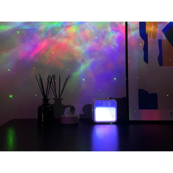 White Alarm Clock with Night Light, 6-Scenes and White Noise Sync