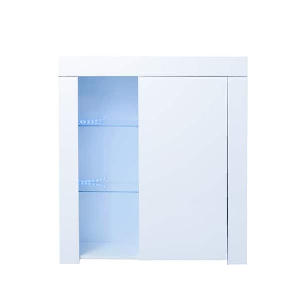 Tatahance White Multifunctional Sideboard Storage Cabinet with LED Light