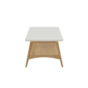 Avalon 48 in. Off-White/Natural Rectangle Wood Coffee Table