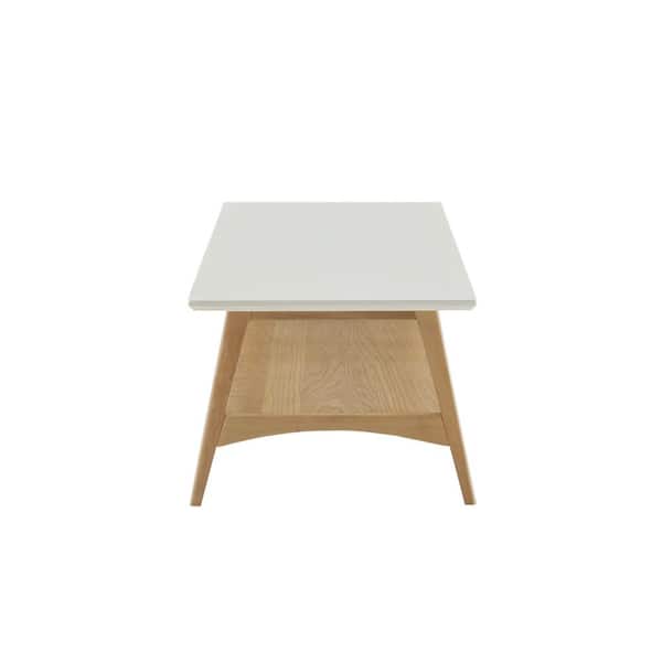 Avalon 48 in. Off-White/Natural Rectangle Wood Coffee Table