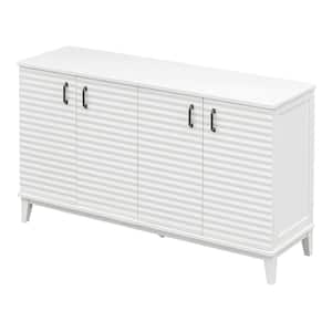 60 in. W x 18 in. D x 36 in. H Antique White Linen Cabinet with 4-Doors and 2 Adjustable Shelves