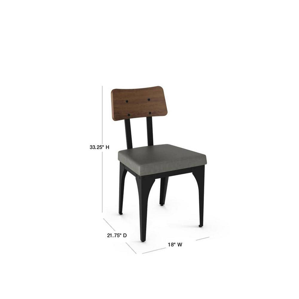 Symmetry Medium Gray Faux Leather and Metal Side Chair