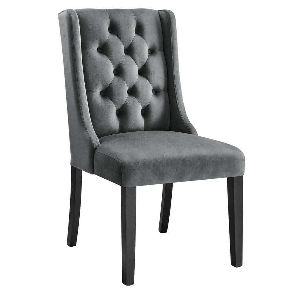 Baronet Gray Velvet Upholstered High Back Side Chair Set